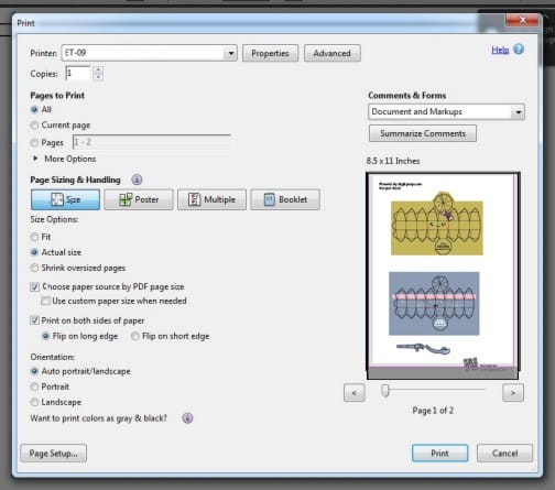 How to print A4 templates on US letter paper